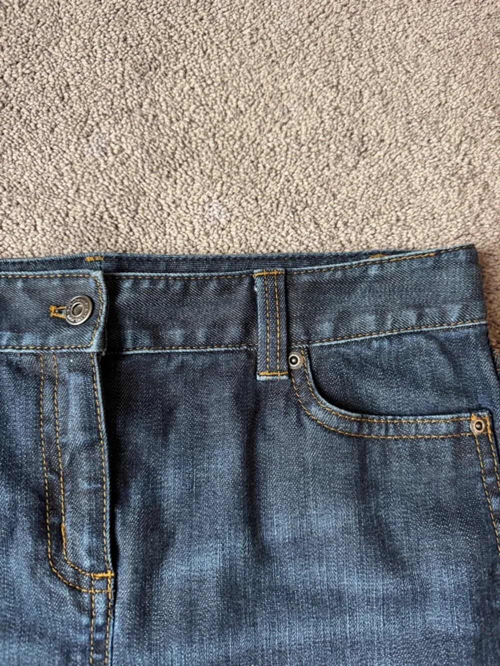 Ann Taylor Dark Wash Denim Mini Skirt Classic A-Line Petite SIZE 8P